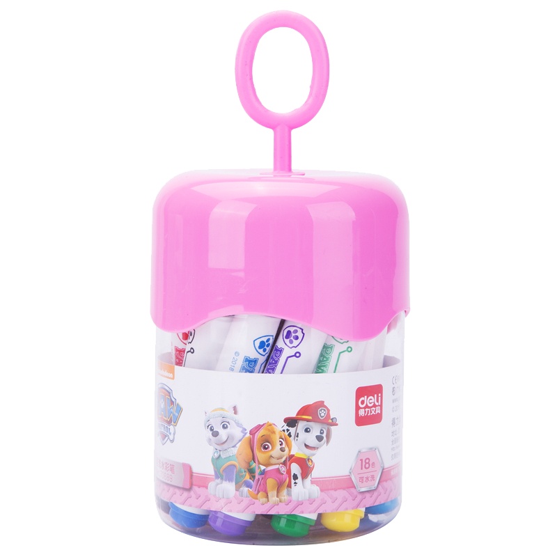 得力文具70689FEN汪汪队立大功水彩笔套装儿童幼儿园小学生用彩笔彩色笔水彩画笔24色18色可水洗安全无毒绘画