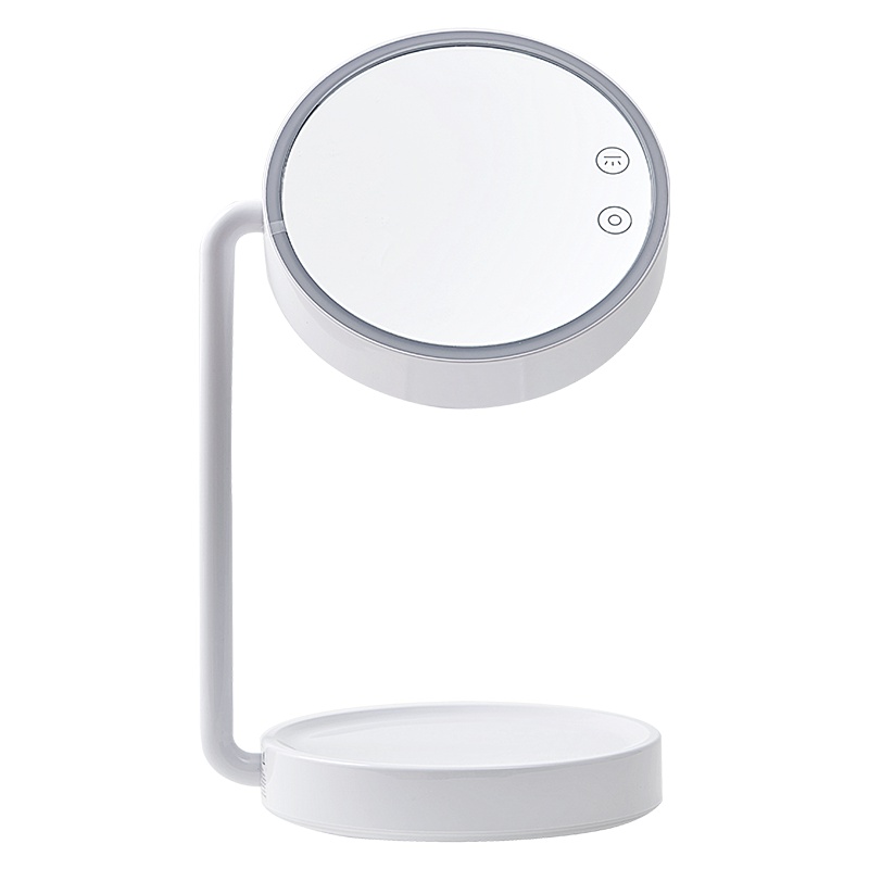 苏宁极物 LED旋转灯光化妆镜 创意台灯网红美妆镜子带灯智能桌面补光镜子