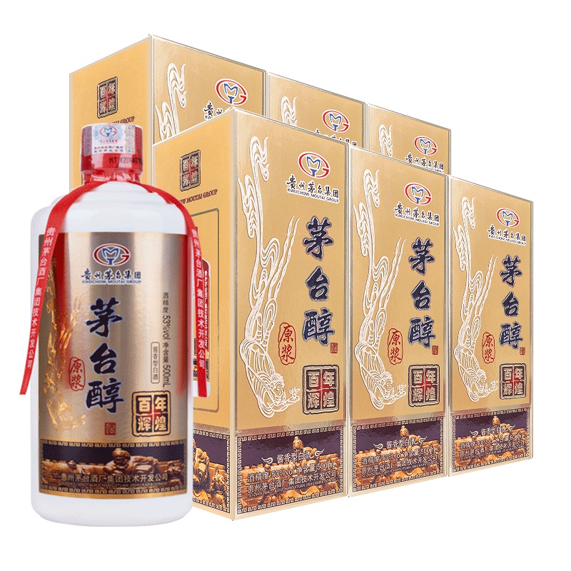 [整箱6瓶]贵州茅台集团出品 茅台醇原浆百年辉煌酒酱香型53度500ml*6瓶整箱白酒 聚会婚宴喜酒