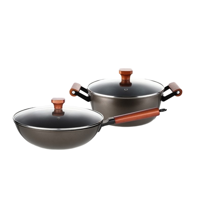 博堡 悦味精铁不粘锅两件套BDY-TZ612A(30cm炒锅+24cm汤锅)LT