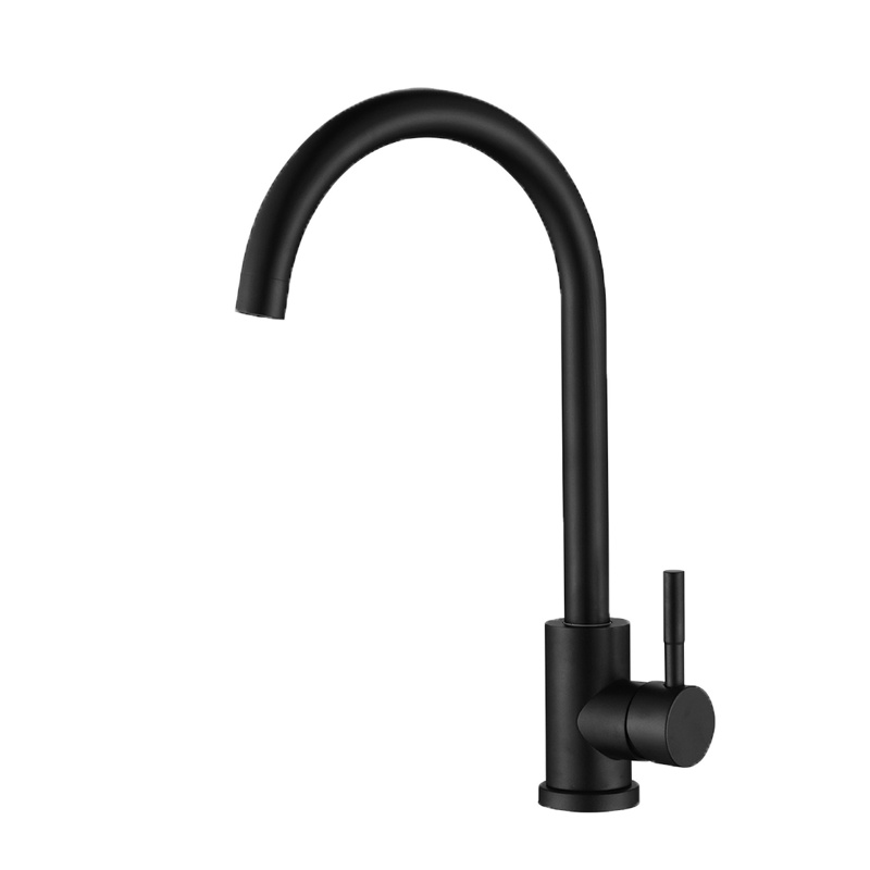 启道不锈钢冷热水龙头黑色厨房龙头洗菜盆水槽360旋转水龙头