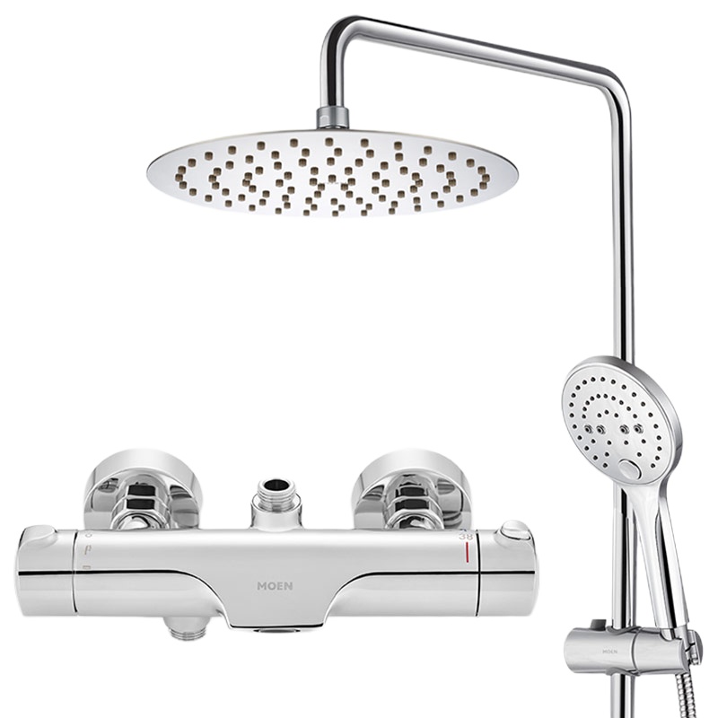 Zs-家用恒温淋浴花洒套装 空气注入水呼吸增压节水 多功能大手持恒温花洒 加大不锈钢圆形顶喷喷头