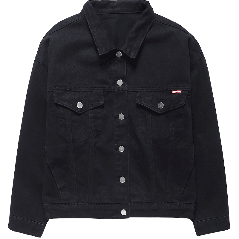 SH苼荟黑色牛仔外套女宽松2019春季新款网红bf韩版薄款上衣长袖短牛仔衣shsy066