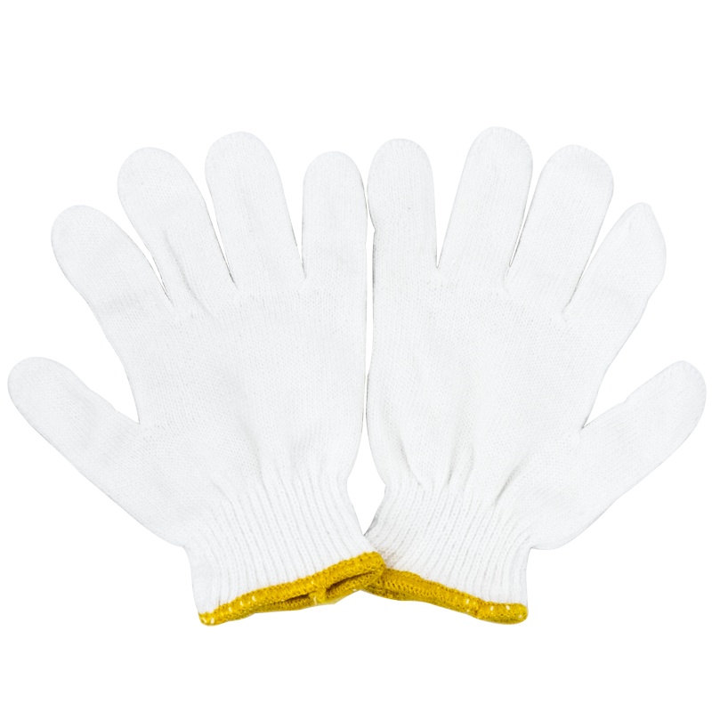 海斯迪克 HKW-79 劳保手套 尼龙耐磨棉纱棉线手套 防滑加厚耐用护手 手部防护 毛纺棉特一级黄边/20双