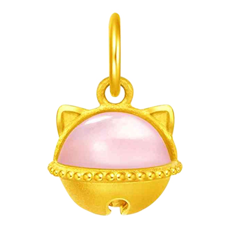 SOINLOVE金足金猫系少女水晶萌宠猫咪铃铛吊坠挂坠女