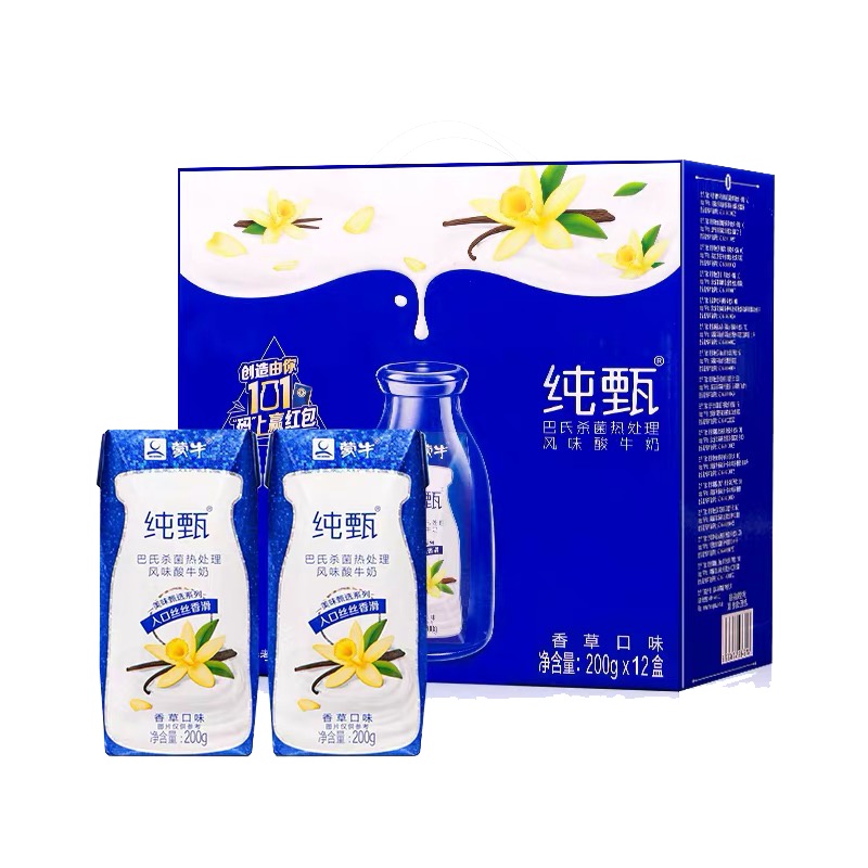 8月13日产蒙牛纯甄风味酸奶香草味200g*12盒