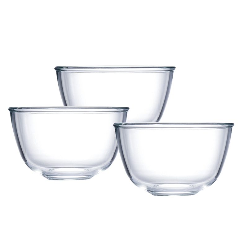 scybe喜碧 17cm小号玻璃碗家用加厚大水果碗沙拉碗泡面汤碗色拉碗 三只装