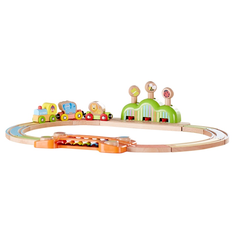 Hape&金宝贝 艺智炫彩轨道18M-6岁木质拼插火车轨道儿童玩具早教益智