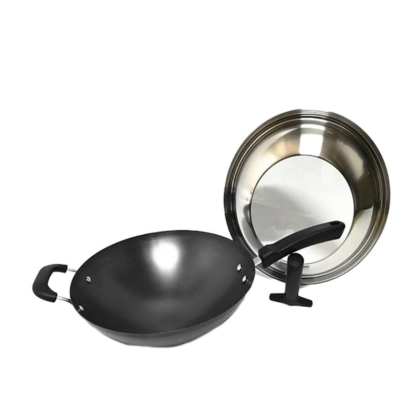 苏泊尔真不锈爆炒铁锅.钢玻盖FC36T21