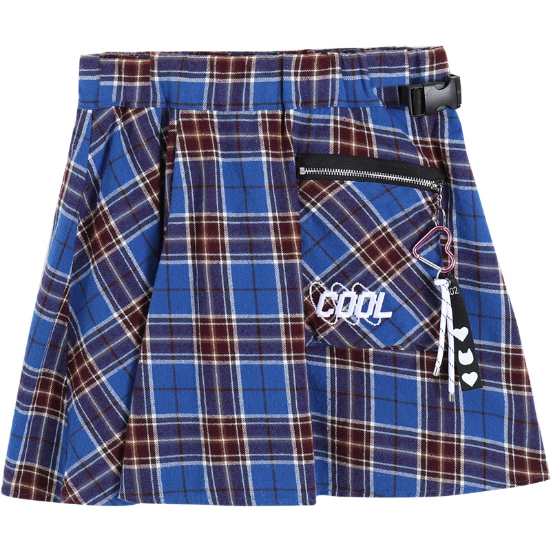 a02商场同款潮流撞色格子裙百褶裙半身裙女D1U6C0621SK