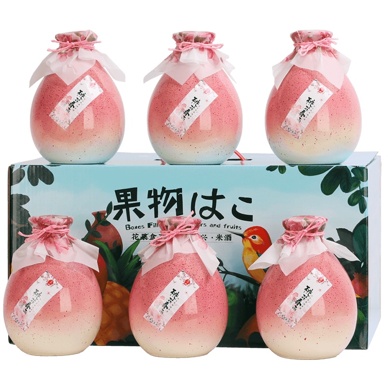 花果盒子桃花春雨七斤嫂整箱礼盒醉蜜桃果酒少女半甜米酒500ML*6瓶