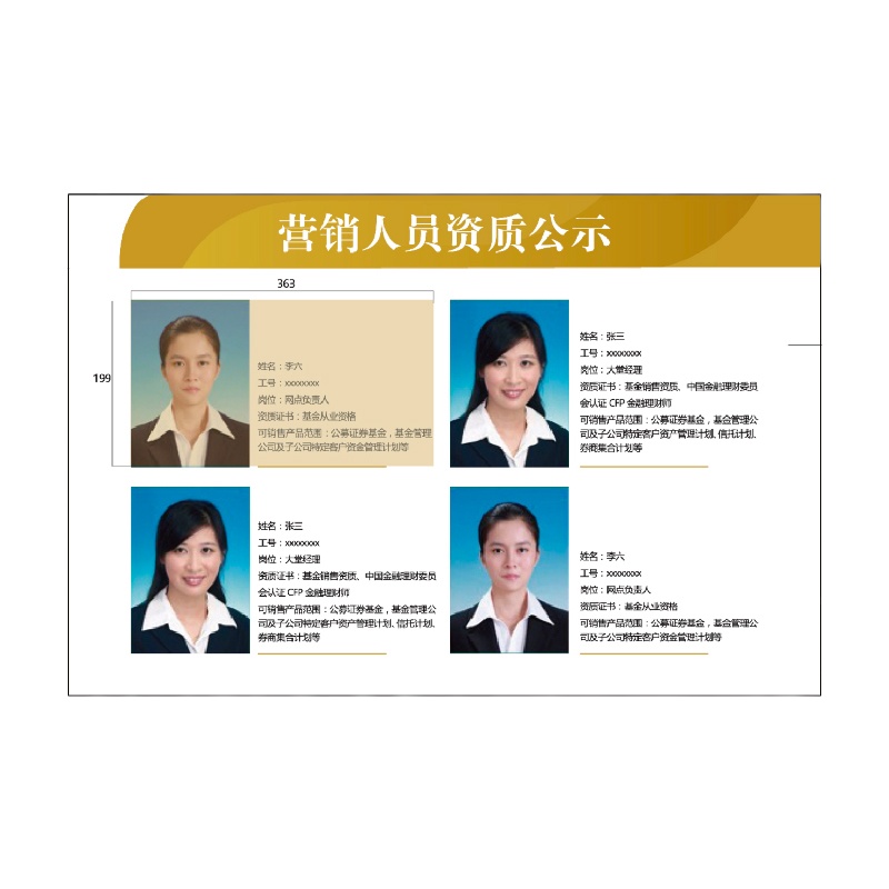 金穗慧采 6123 营销资质公示(集中版) (四人版)G.32.1 900*600mm