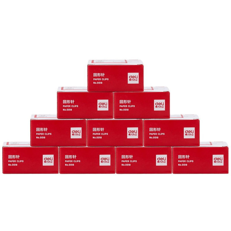 得力 金属回形针 镀镍曲别针 100枚/盒 20盒装 0018