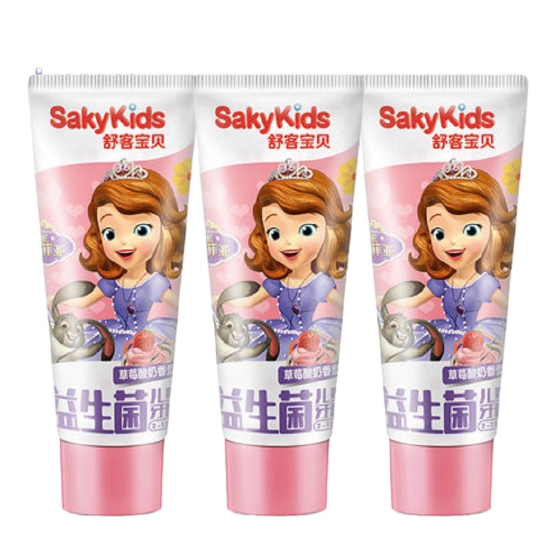 WQMD舒客宝贝儿童益生菌牙膏-草莓酸奶味 100g*3 苏菲亚款