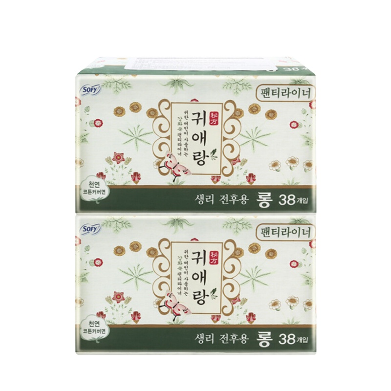 贵艾娘艾草系列加长护理成人卫生护垫17.5cm 76片(韩国原装进口)