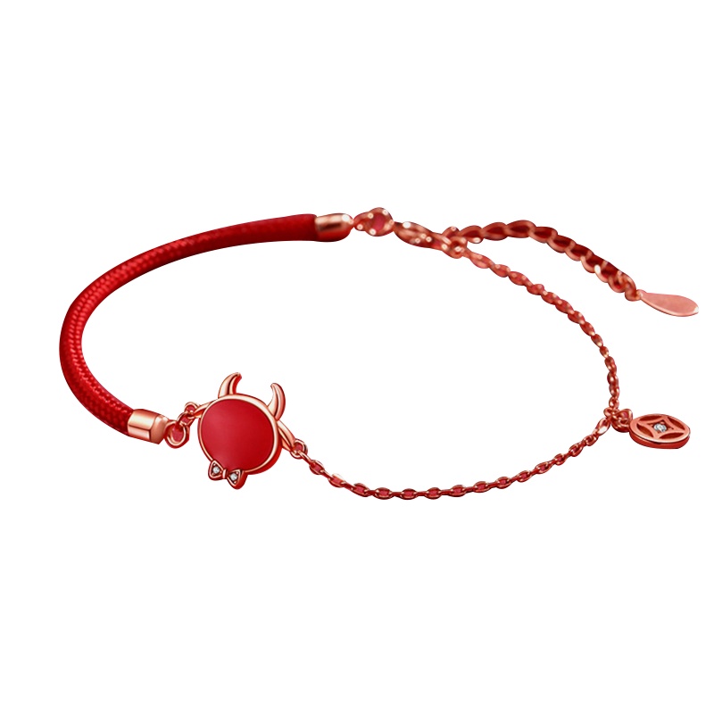 朴希/BUTRY 纯银手链女2021年新款生肖牛本命年编织红绳手饰生日新年礼物送女友送闺蜜