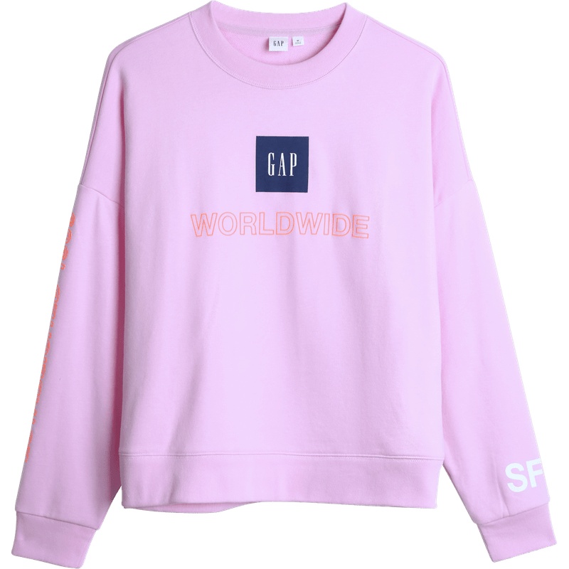 Gap女装套头卫衣秋544931 LOGO印花上衣情侣装柔软系列