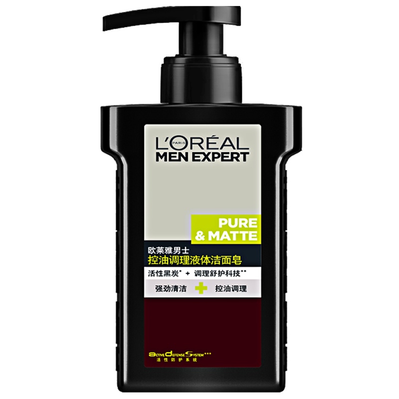 欧莱雅(LOREAL)男士控油调理液体洁面皂150ml 强劲清洁 温和调理 不干燥不紧绷 控油平衡;滋润营养;深层清洁;