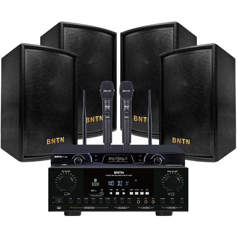 奔腾(BNTN)专业会议室音响套装家庭影院KTV组合U段无线话筒蓝牙功放8200配纽约豪庭壁挂落地式全频音箱一拖四