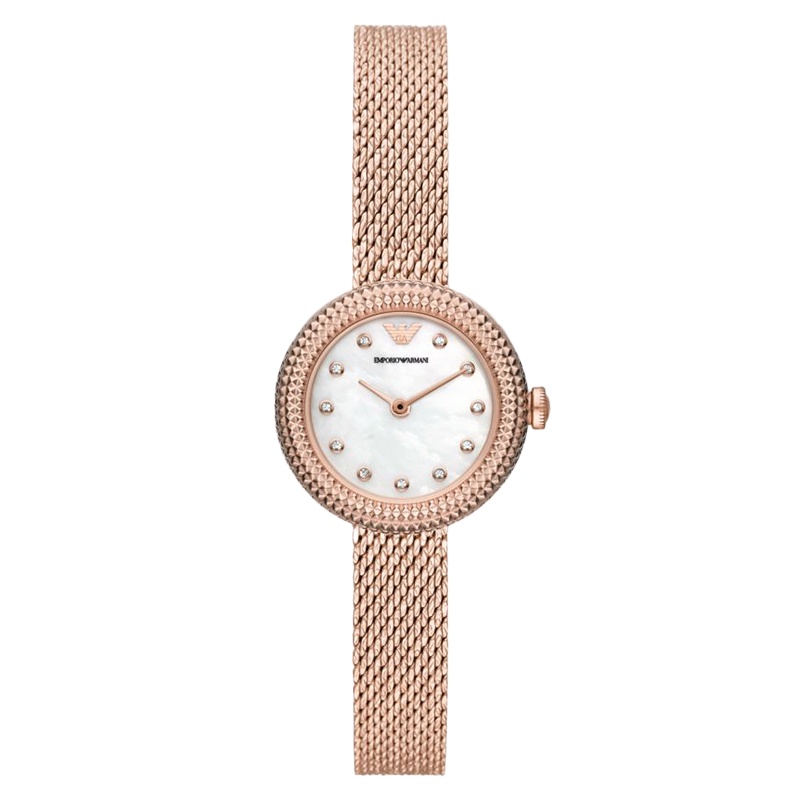 Armani阿玛尼手表女 时尚满天星小金表小圆表编织钢带 生日女表 礼物 送女友AR11416