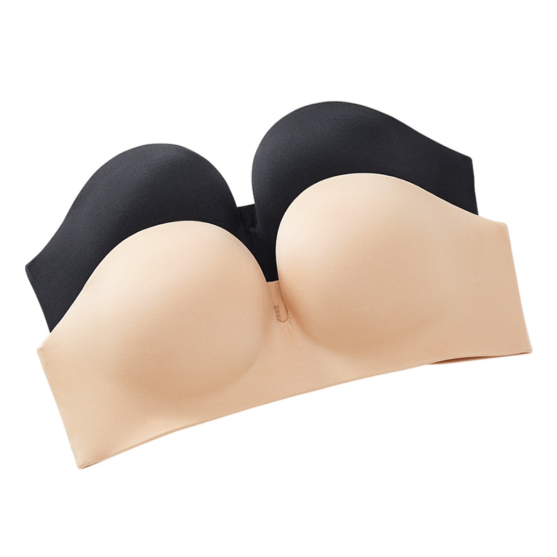 水中花无肩带防滑1/2杯隐形文胸小胸聚拢无带半杯内衣女