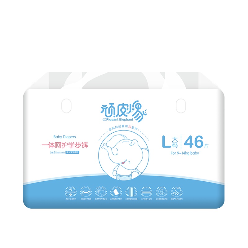 顽皮小象Piquant Elephant轻柔婴儿拉拉裤L码 宝宝尿不湿全芯体干爽透气不闷热不断层