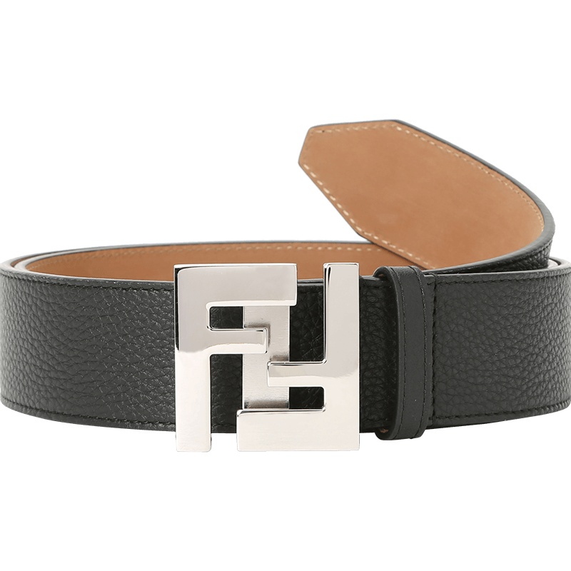 预售 芬迪FENDI 腰带4.0D 双F扣粒面皮7C0403银扣 男款腰带