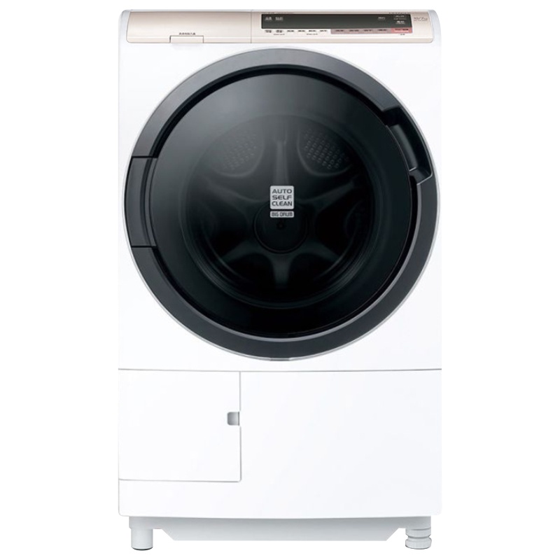 日立(HITACHI) 10公斤全自动洗烘一体变频滚筒洗衣机风熨斗除皱技术 自动净槽 BD-SV100KC 日本原装进口