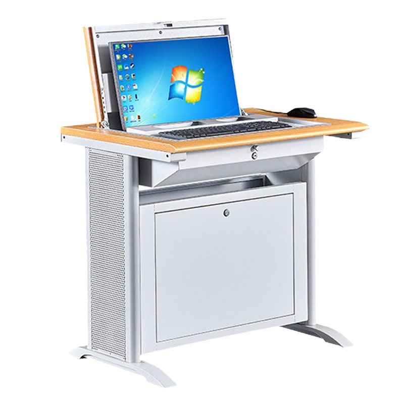 鑫虎威 办公家具单人位翻转电脑桌隐藏显示器式电脑桌部队学校电教室机房培训桌