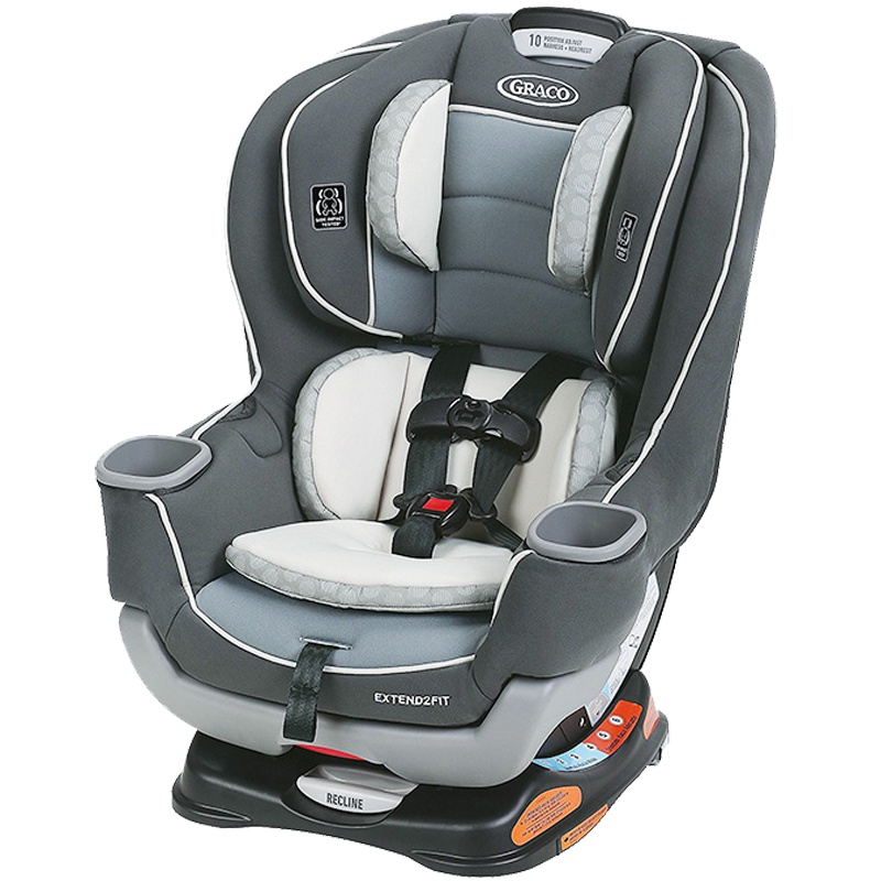 [美国断货王]graco/葛莱 儿童汽车安全座椅 0-7岁Extend2Fit 灰色双向安装坐躺调节式 LATCH接口