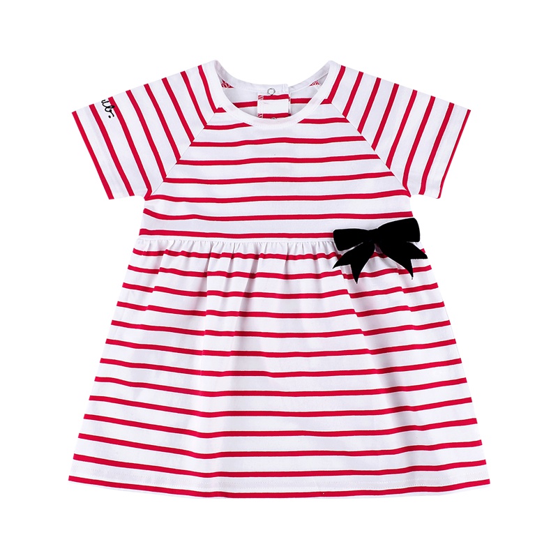 angeeb 宝贝心语 0-4岁女童裙子女宝夏款公主裙纯棉森林条纹连衣裙