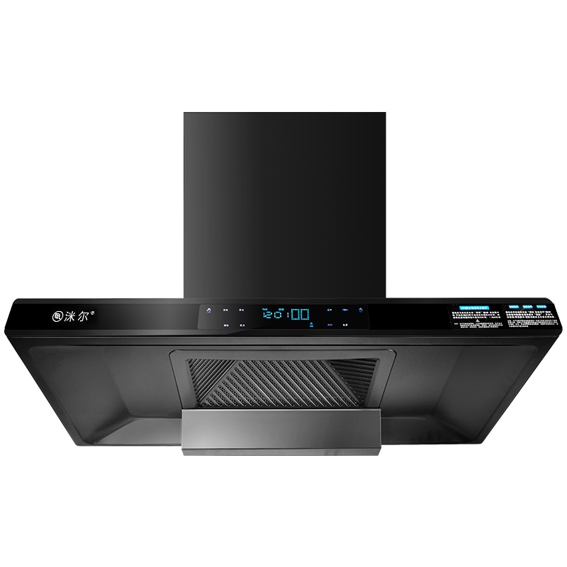 洣尔QS711-TLA全黑版 直吸抽油烟机 21立方大风量 顶吸式大吸力家用吸油烟机智能体感UVC紫外线消毒杀菌油烟机一