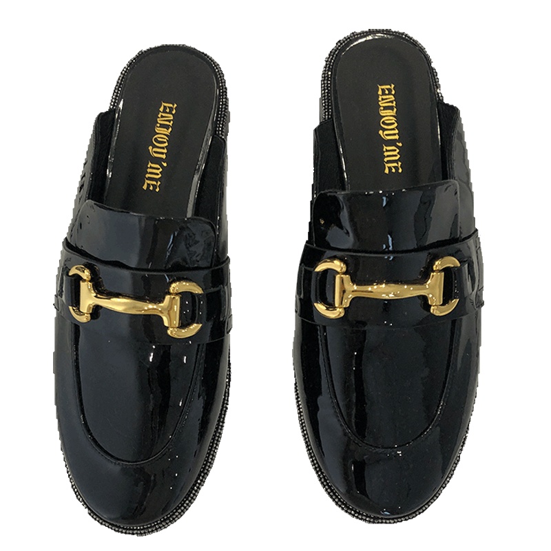 圆头金属扣包脚拖