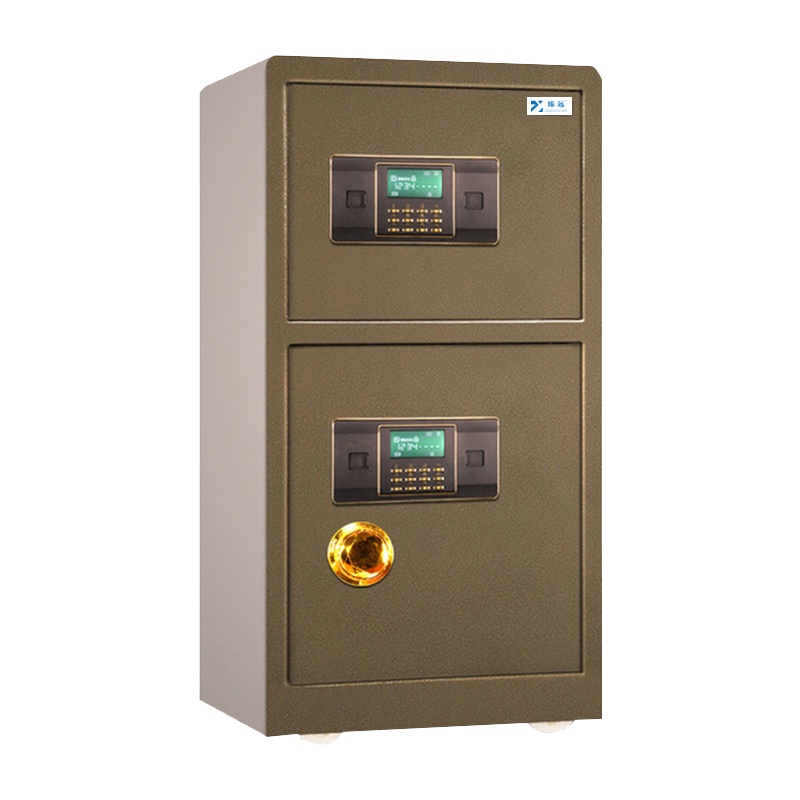 臻远全钢实心防盗保险柜 高100cm双门双层密码款古铜色