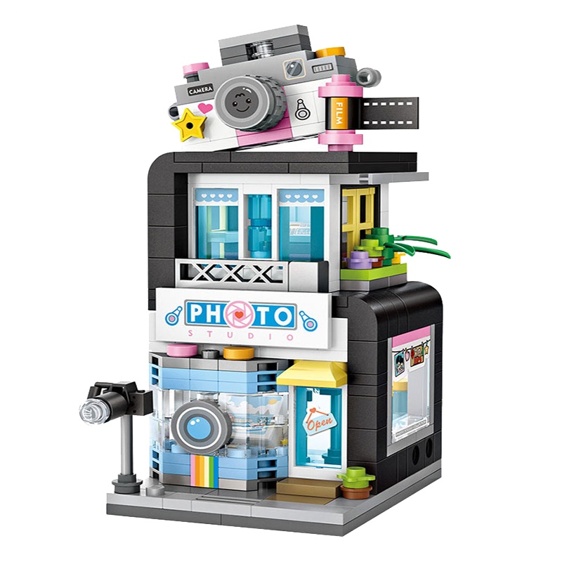 LOZ/俐智小颗粒积木迷你街景益智拼插女孩子拼装玩具房子1647照相馆346颗粒