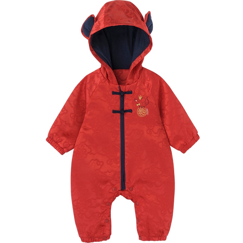 英氏婴儿男女宝宝爬服连体衣新年系列连帽保暖哈衣秋冬11093370