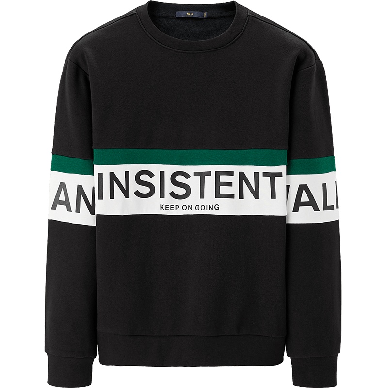 HLA海澜之家拼接撞色款卫衣2019秋季运动风圆领套头衫男 HNZWJ3R063A