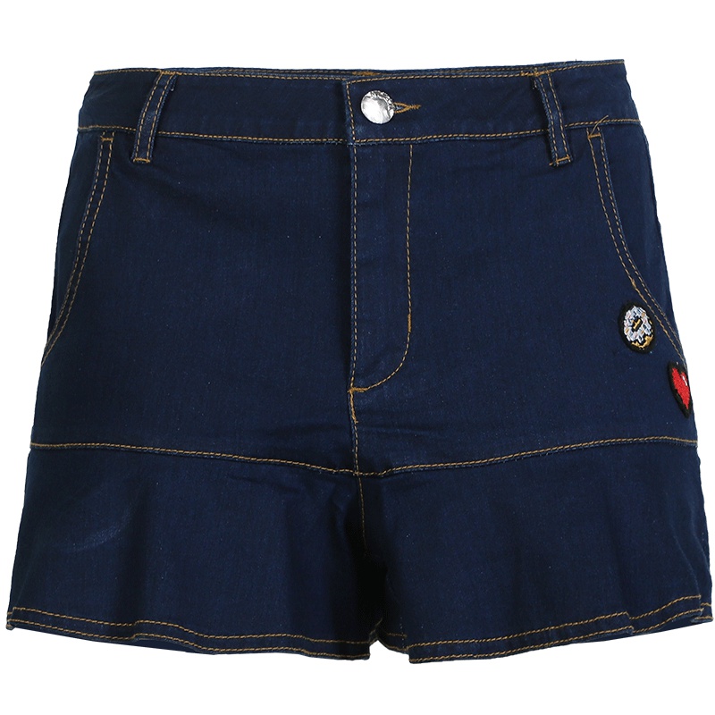 a02新款2020甜美少女爱心刺绣印花荷叶边牛仔短裤女D1T2D0111PN