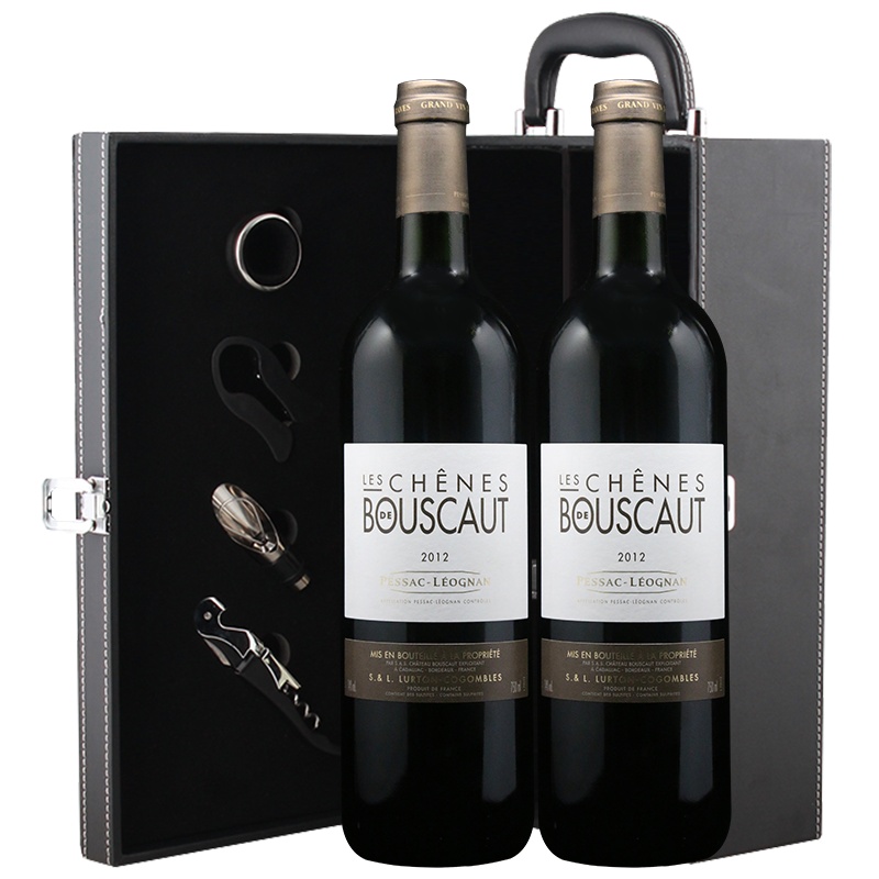 爱克维iCuvee精品酒 法国进口红酒 格拉夫产区 宝斯科酒庄干红红葡萄酒 750ml*2瓶 双支礼盒装