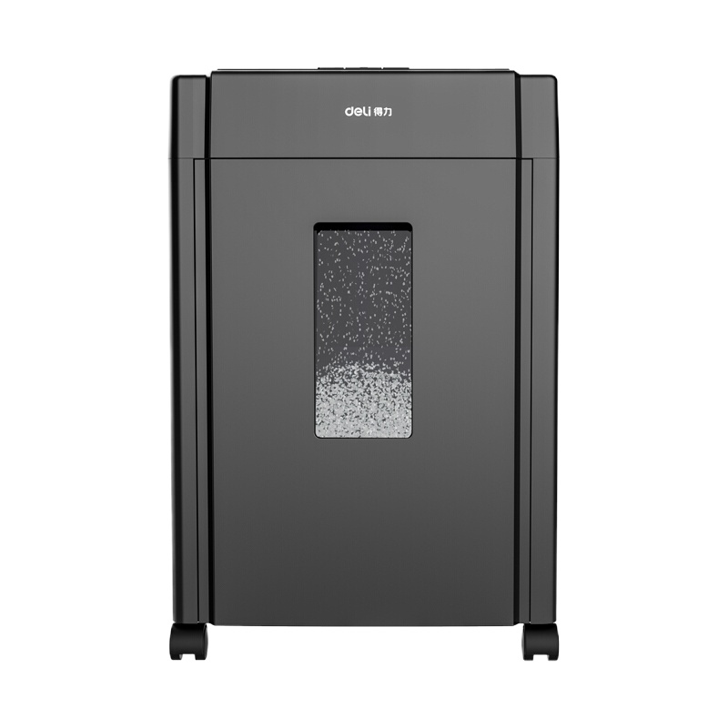 得力(deli)5级保密办公商用碎纸机(单次8张 20L 持续10分钟 可碎卡碎光盘)黑色33043