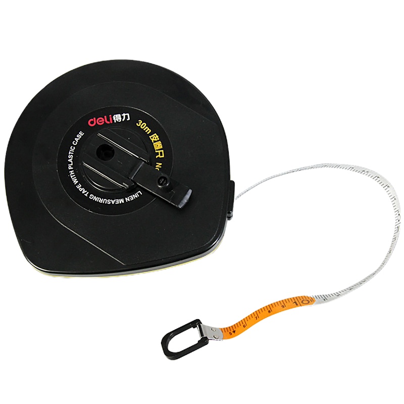 得力(deli) 8218工程测量尺 30米皮卷尺(黑色)双公制玻璃纤维尺