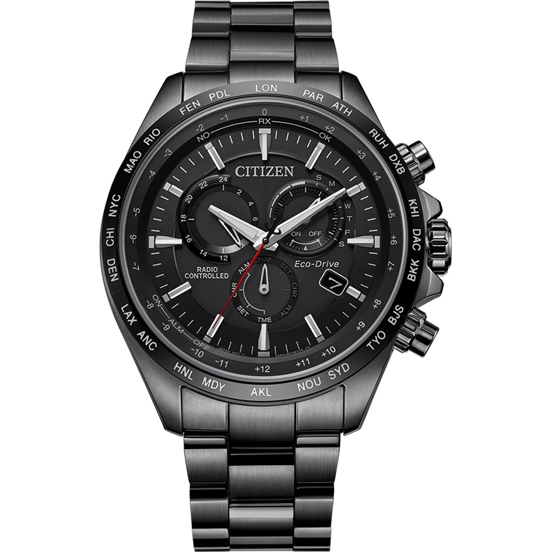 西铁城(CITIZEN)光动能多局电波万年历不锈钢覆BIP表壳表带时尚商务男表CB5835-83E