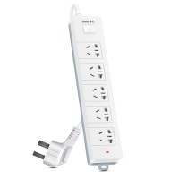 得力(deli)18254新国标5位组合孔3米 总控开关插座/插排/插线板/接线板/排插/拖线板 白色