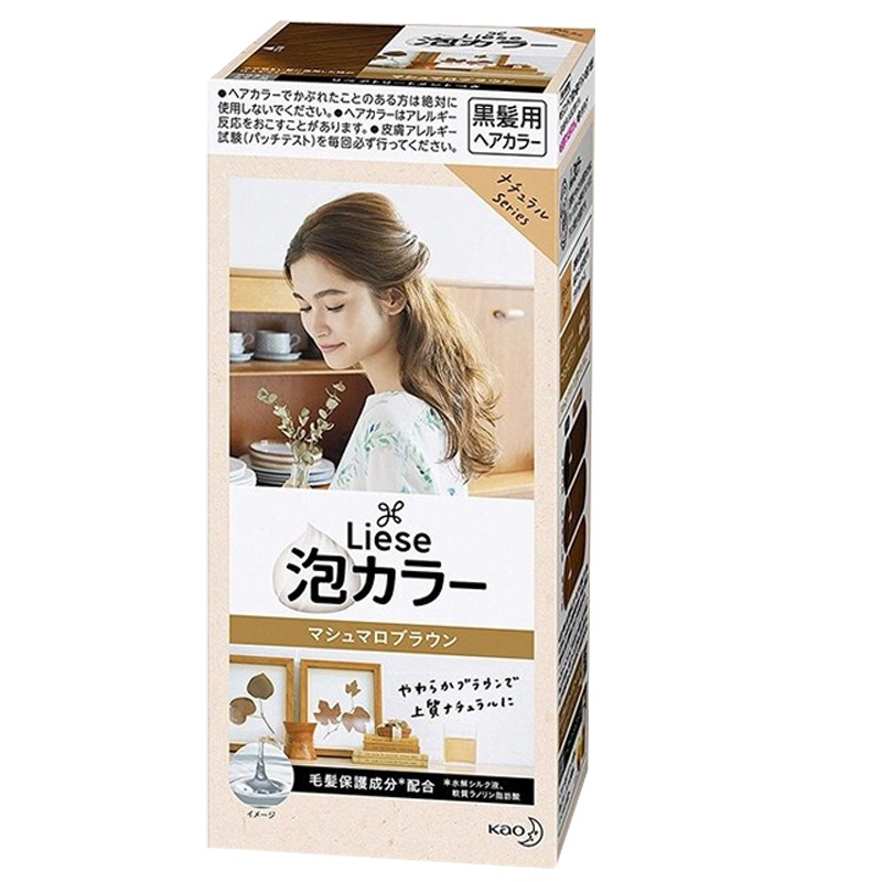 日本花王(KAO)liese莉婕 泡沫染发剂染发膏染发泡泡黑发专用 软糖棕色 新老版随机发