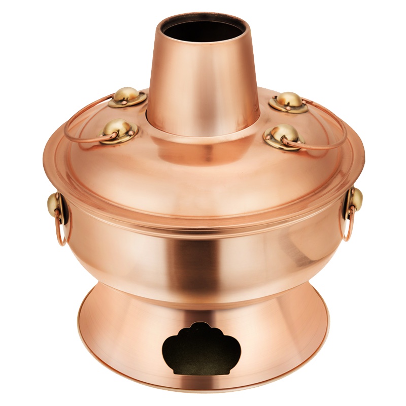 尚烤佳28cm铜火锅手工加厚紫铜木炭火锅铜锅铜火锅经典老式碳火锅涮羊肉火锅涮锅传统火锅炉SKJ-035