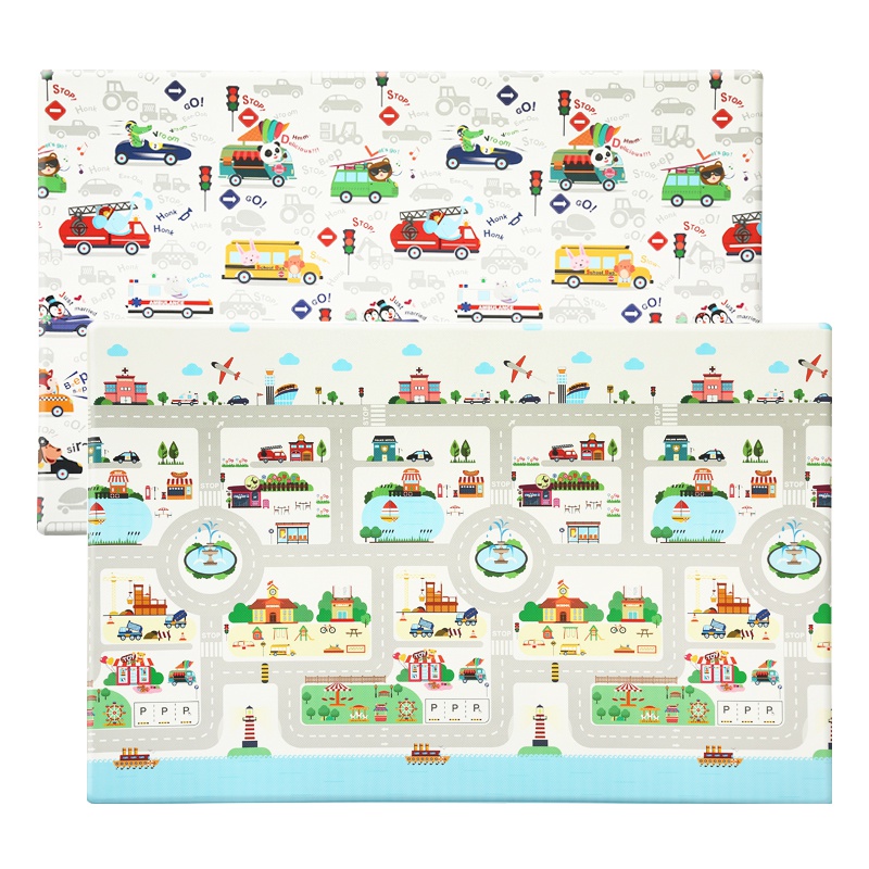 林点PVC树脂儿童爬行垫 婴幼儿宝宝爬爬垫加厚环保大地垫进口品质 城市之旅小号