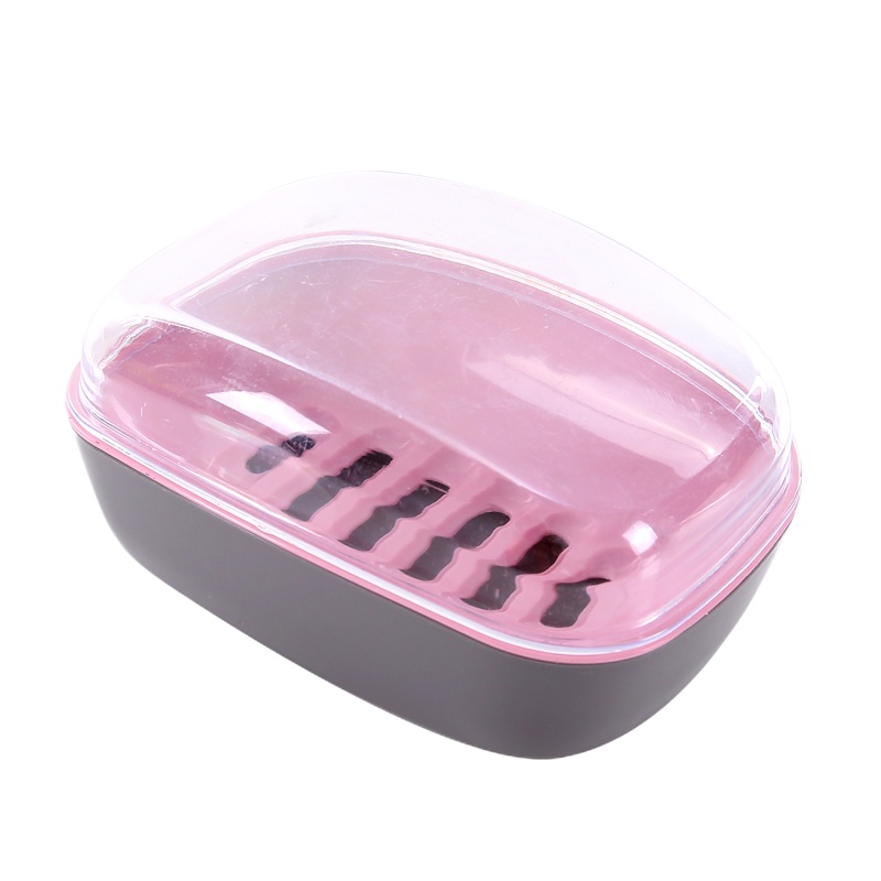 香皂盒 肥皂盒子双层沥水皂盘带盖 颜色随机