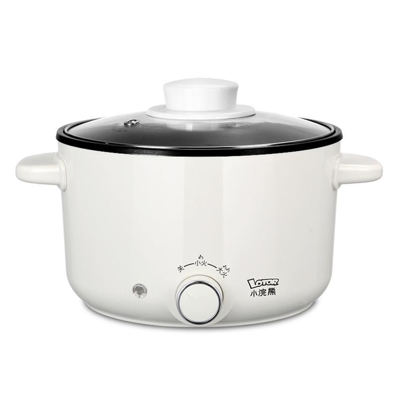 小浣熊电火锅25C米白不粘款家用多功能宿舍学生火锅小电锅炒菜蒸煮炖一体锅2人4
