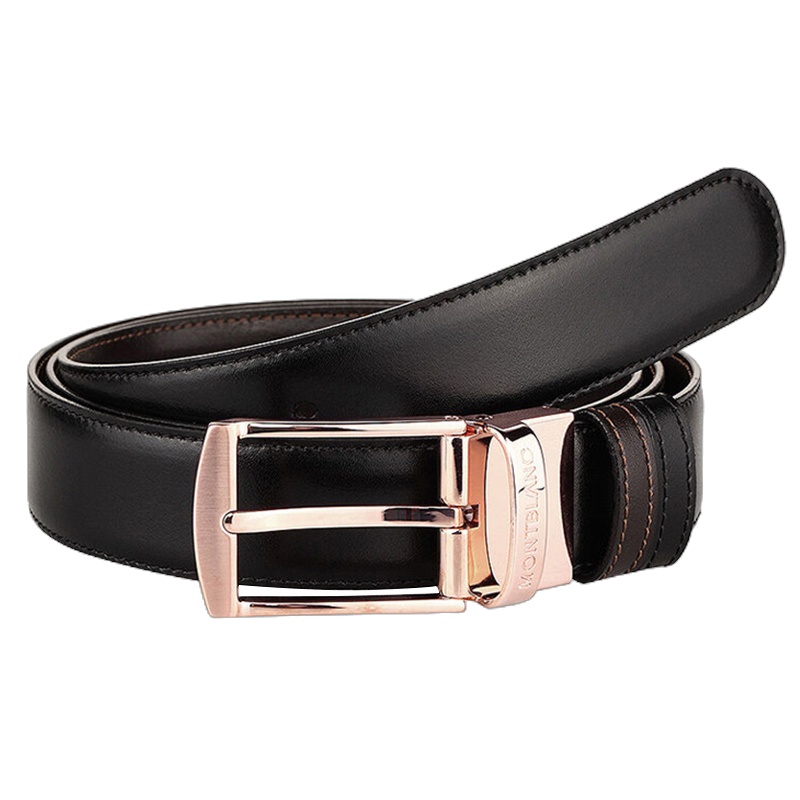 [直营]万宝龙(Montblanc) 男士经典系列双面可用可剪裁针扣牛皮皮带腰带105122