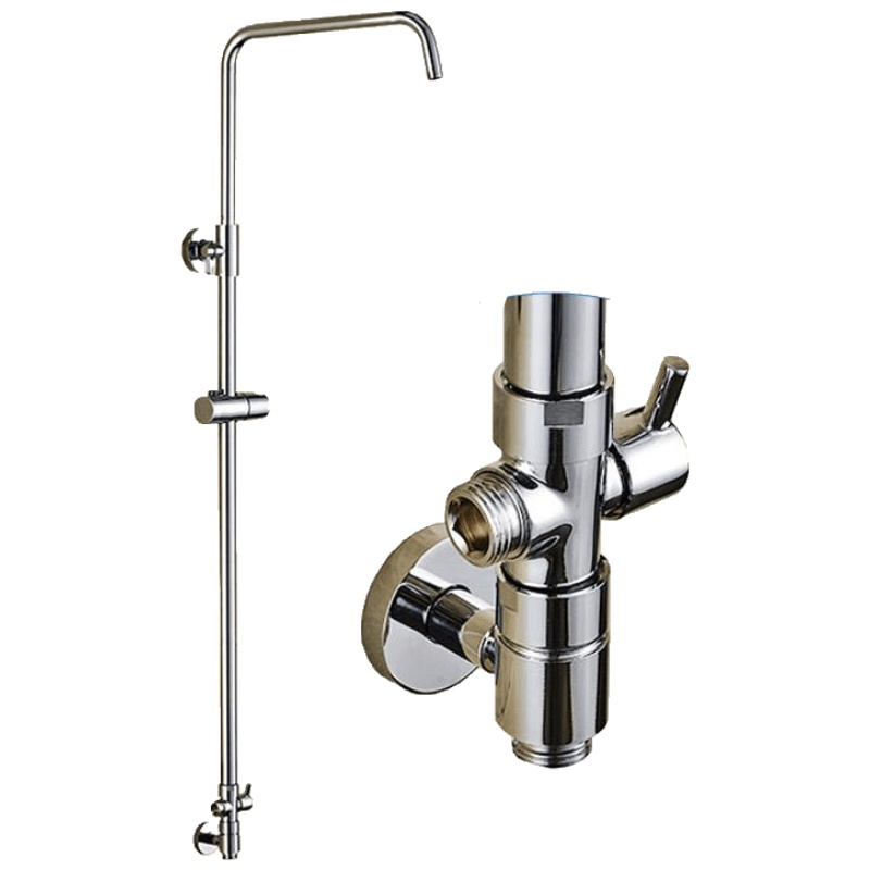 免打孔铜淋浴杆花洒管支架座可调顶喷升降杆不锈刚管子卫浴配件安心抵